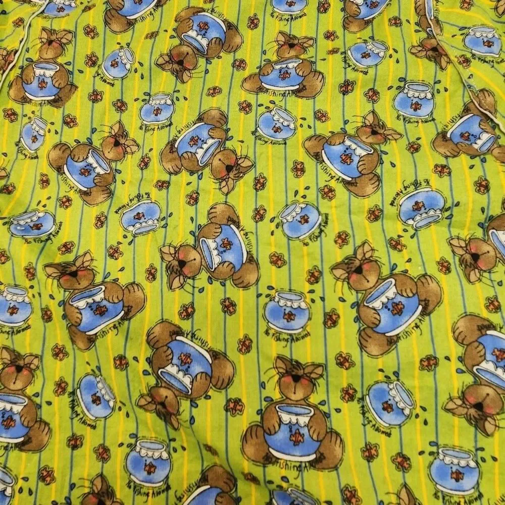 Homemade Apron One Size Cartoon Dog Print Colorful Kitchen Cooking Gift Retro